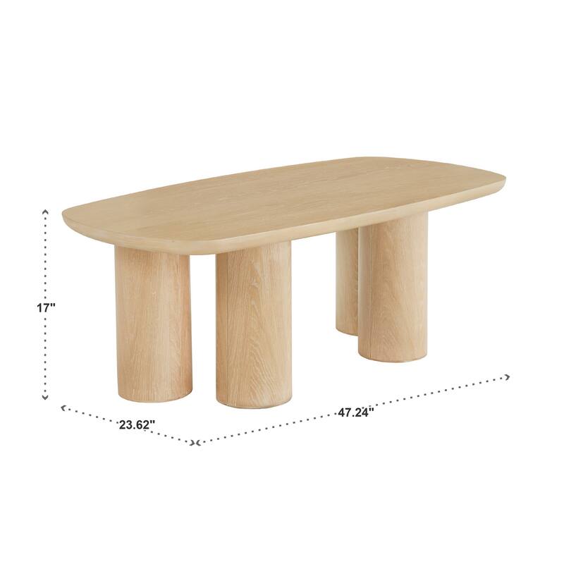 Edo Contemporary Oak-Finished Table with Sturdy Column Base by iNSPIRE Q Modern