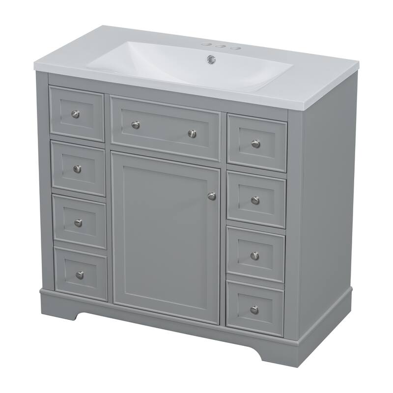 Bathroom Vanity with Sink Combo, One Cabinet and Six Drawers