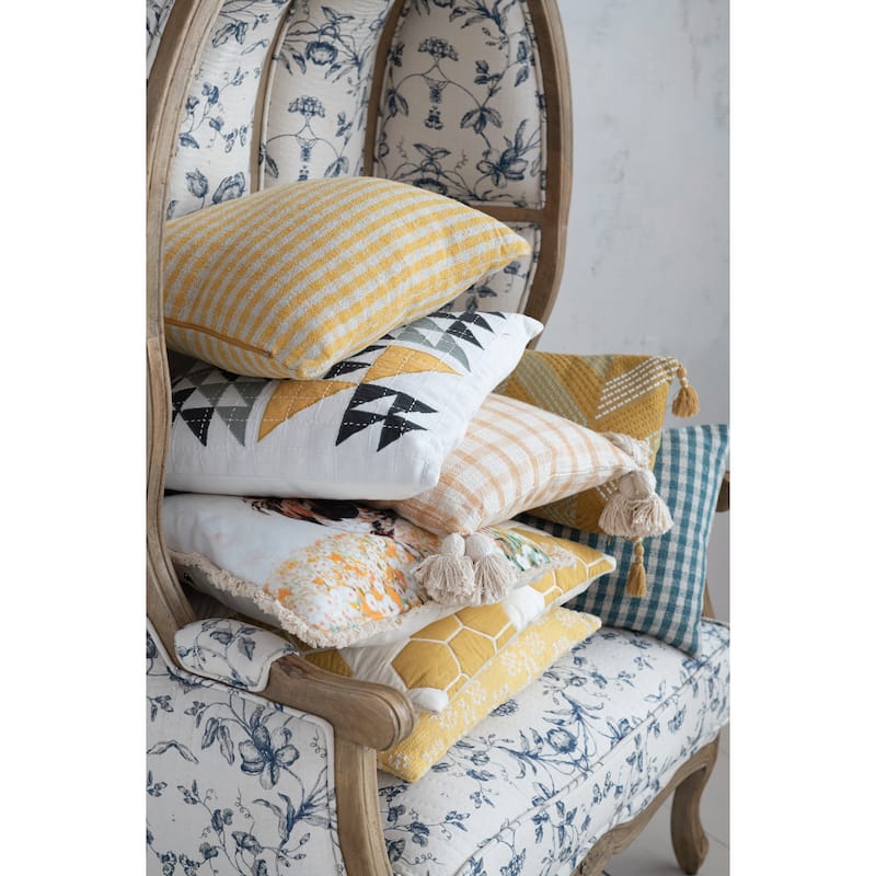 Cotton and Linen Upholstered Balloon Chair with Pattern - 44.0"L x 31.25"W x 61.5"H