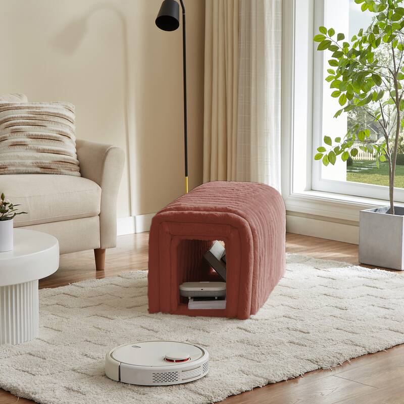 Ottoman Storage Bench Pet Supplies Corduroy Bench Cat's nest to hide For the Living Room, Entryway and Bedroom