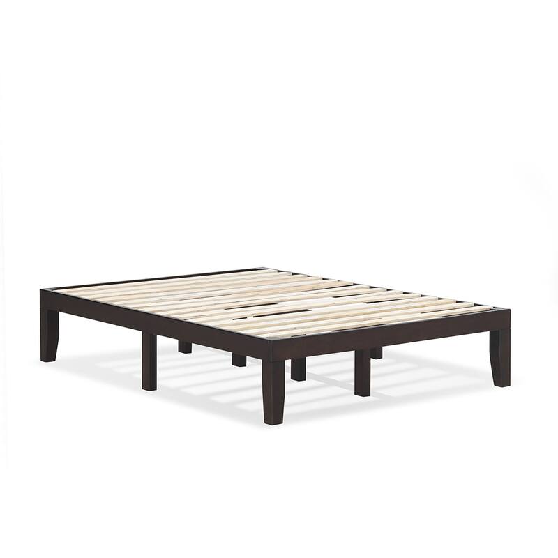 Gymax 14'' Full Size Wooden Platform Bed Frame w/ Strong Slat Support - Espresso