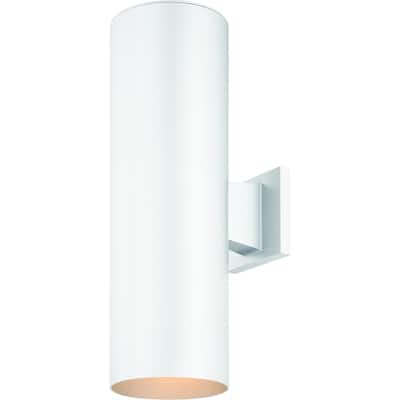 Volume Lighting 2-Light White Outdoor Cylinder Wall Mount