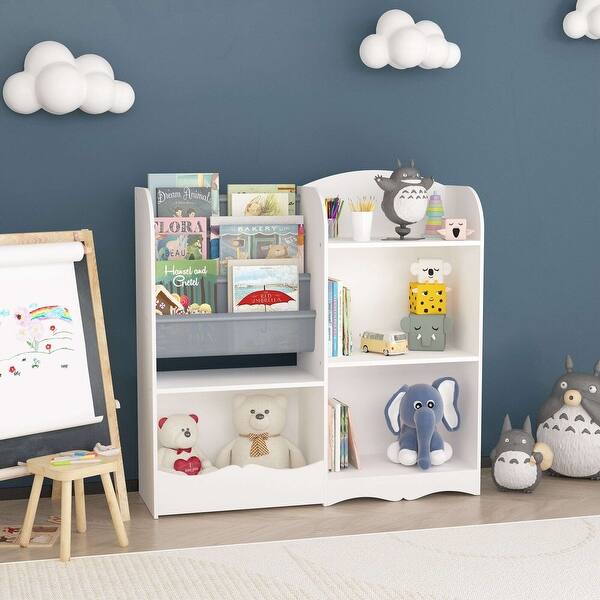 slide 2 of 11, Kids Bookshelf and Toy Organizer, 3 Tier Bookshelf for Kids, Fabric Toddler Bookcase Book Shelf for Kids Rooms White