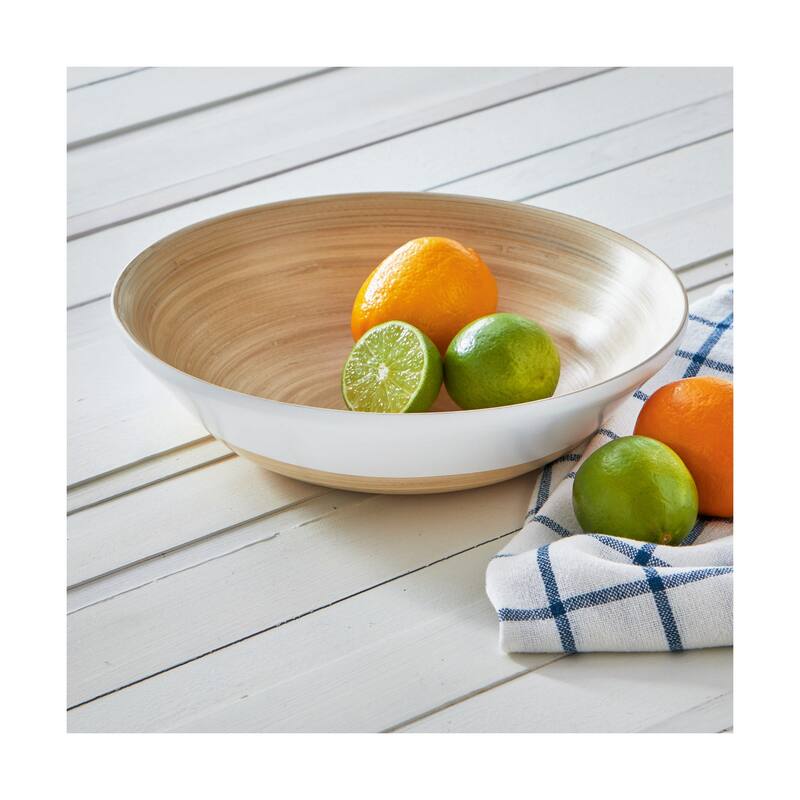 Bamboo Wide Brim Serving Bowl White, 96 oz. - 10 x 10
