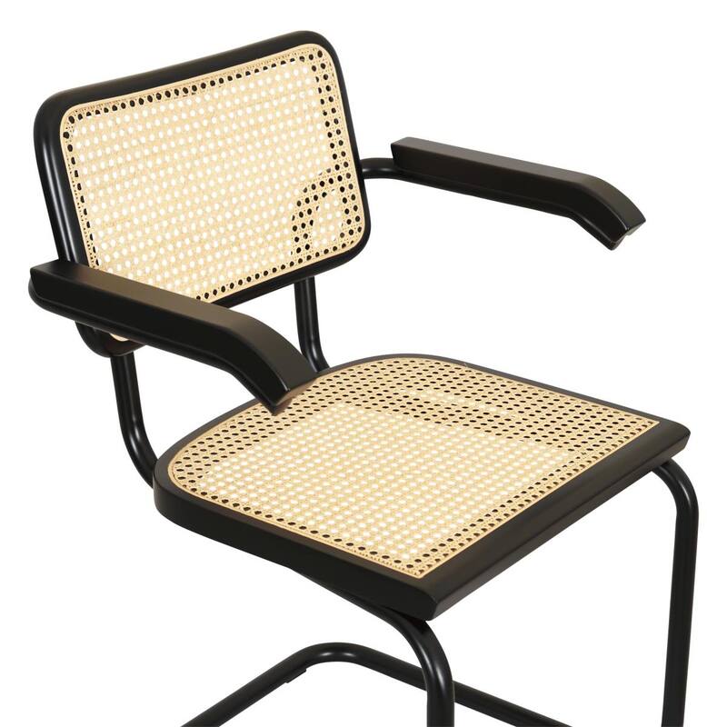 Breuer Chair Company Marcel Breuer Cesca Cane Cantilever Armchair Arm Chair w/ Black Steel Frame (Various Wood & Cane Colors)