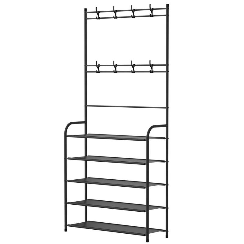 Entryway Coat Hat Rack Stand Clothes Shoe Organizer