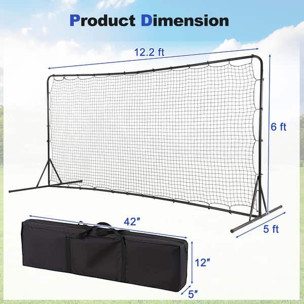 dimension image slide 1 of 2, Costway Soccer Rebounder Net 12 x 6 FT Portable Football Training - See Details
