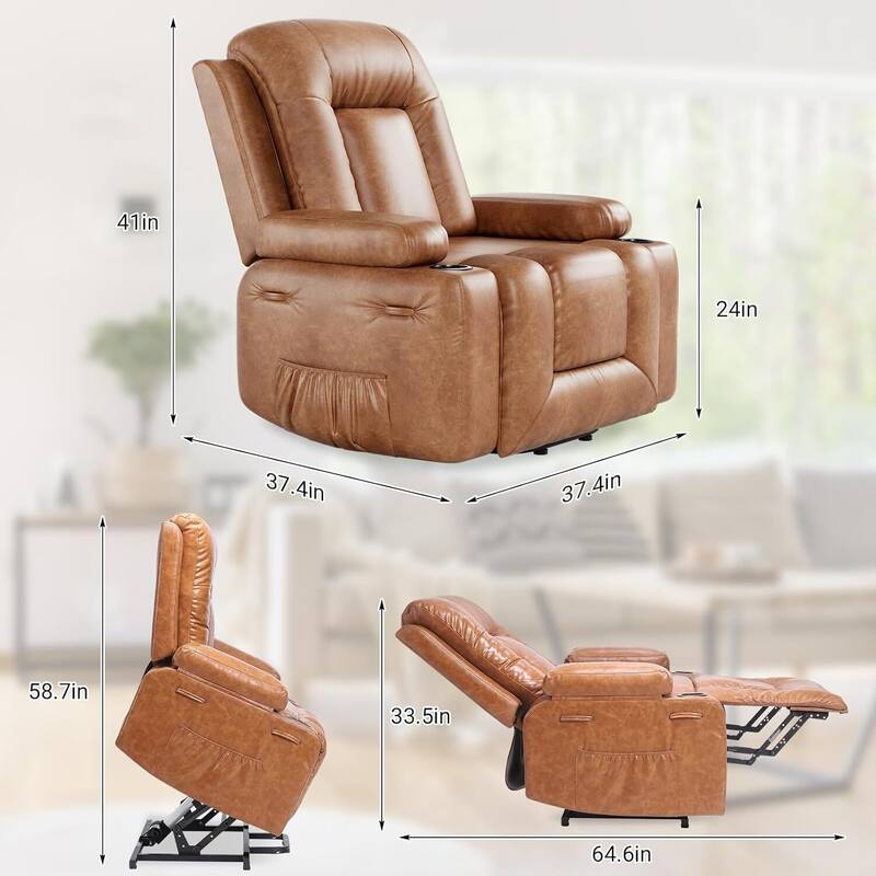 Adjustable Electric Heat and Massage Power Recliner Chair, Single Sofa