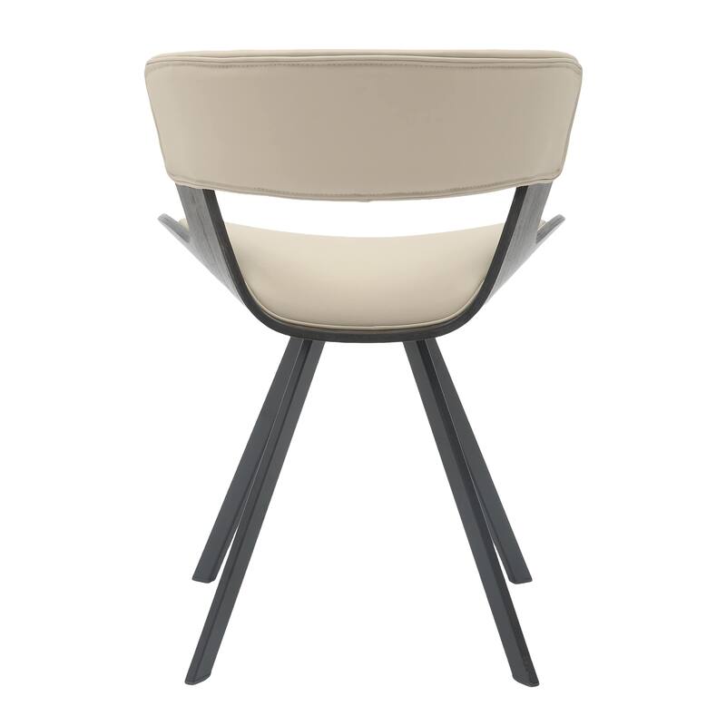 Dining Chair Upholstered in Leather or Velvet in Black Iron with Curved Open-Back Design Side Chair