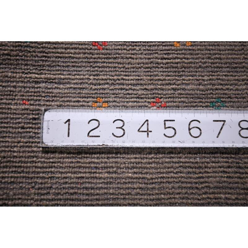Earth Tone Striped Gabbeh Indian Area Rug Handmade Brown Silk Carpet - 8'1" X 9'9"
