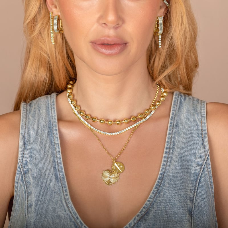 SHYMI Beaded Ball Bar Necklace - Gold