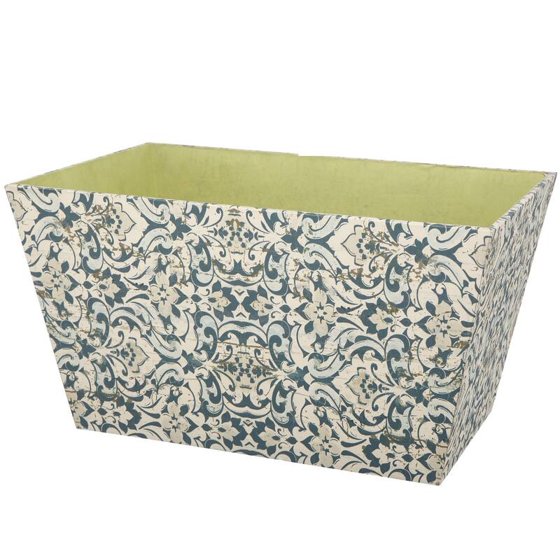 Rectangular Containers with Narrow Bottom, Set of 3, Blue and Beige