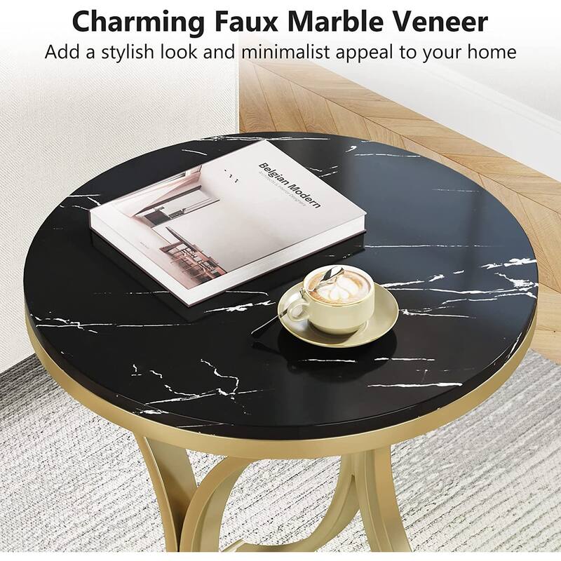 Modern Round End Side Accent Table for Entryway Living Room