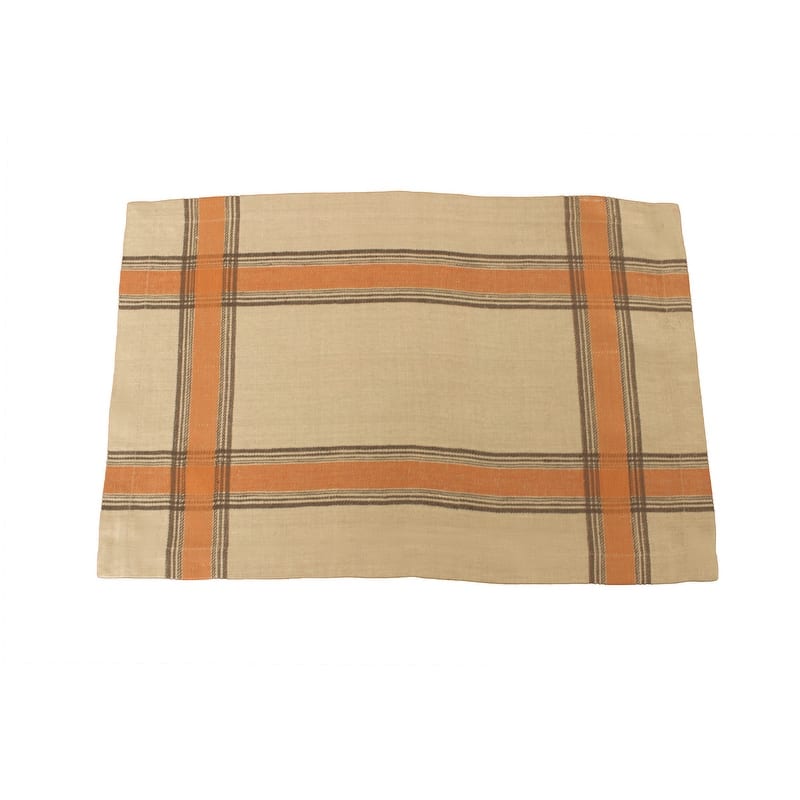 French Home Linen Set of 6 Boulevard Placemats - Tan, Terracotta, Chocolate
