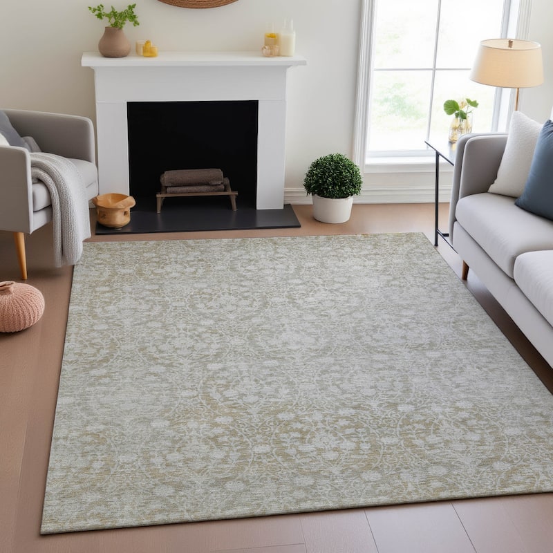 Premium Washable Super Soft Vintage Traditional Mayfield Rug - Tan - 10' x 14'