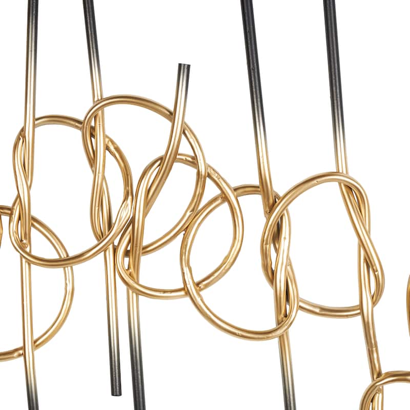 Metal Geometric Knotted Ombre Wall Decor with Black Ends - Gold - Roche River Decor