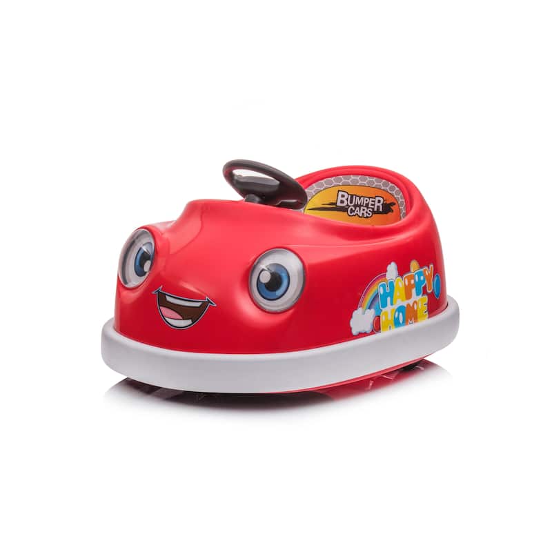 Red Cartoon Bumper Car with Light Strip, Electric Car for Kids with Bluetooth, Remote Control Electric Vehicle with Play Modes - Red