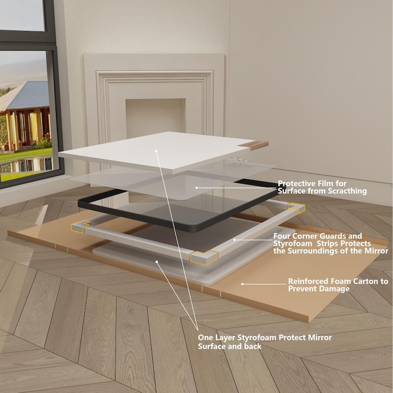 Bathroom Vanity Mirror with Aluminum Alloy Framed, Tempered Glass, Wall Mounted