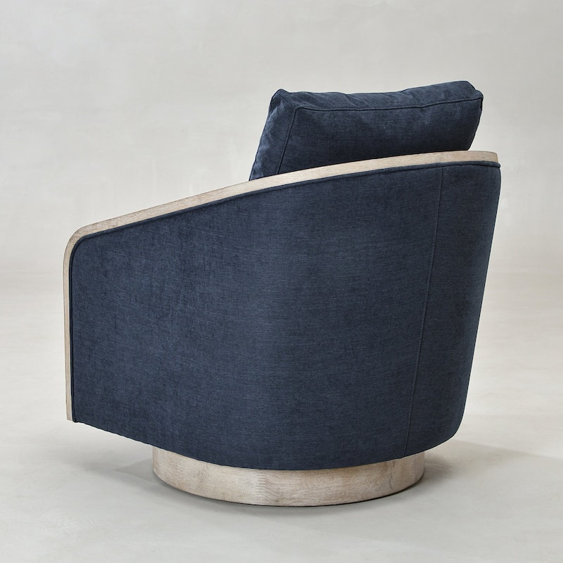 KINWELL 30" Wide Fabric Upholstered Swivel Barrel Chair, Accent Armchair for Living Room, Bedroom