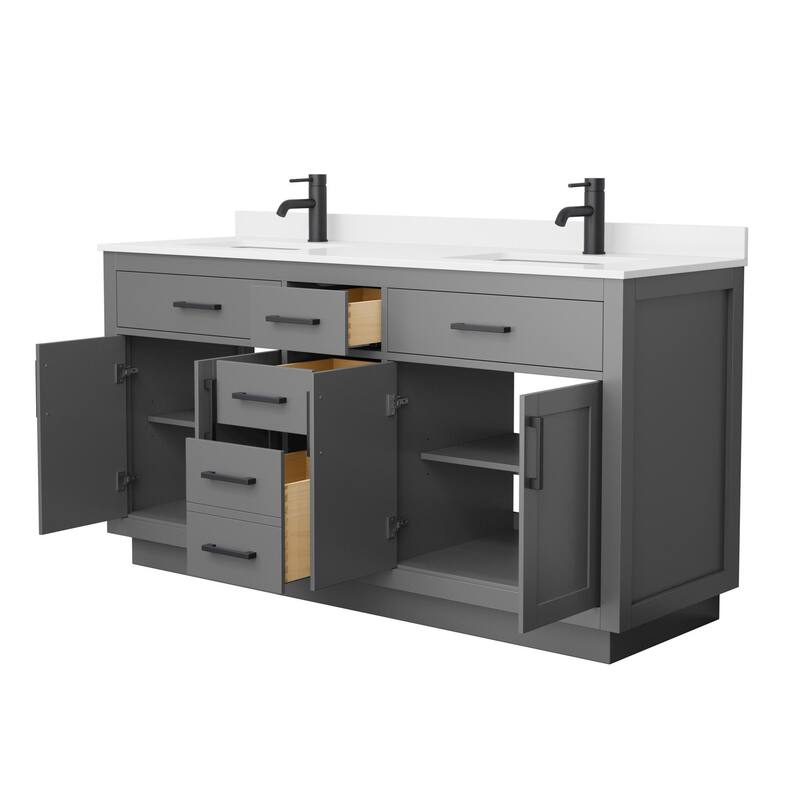 Beckett TK 66-inch Double Vanity, Single Hole Quartz Top