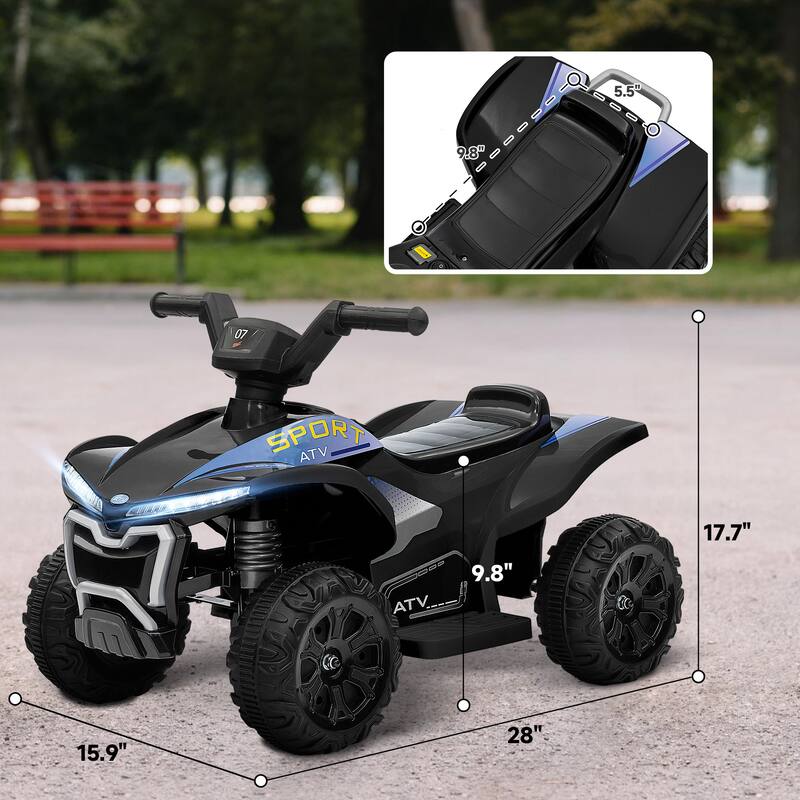6V Kids ATV Ride-On Quad with 1.6MPH Max Speed, Rechargeable Battery, Forward & Reverse for Toddlers