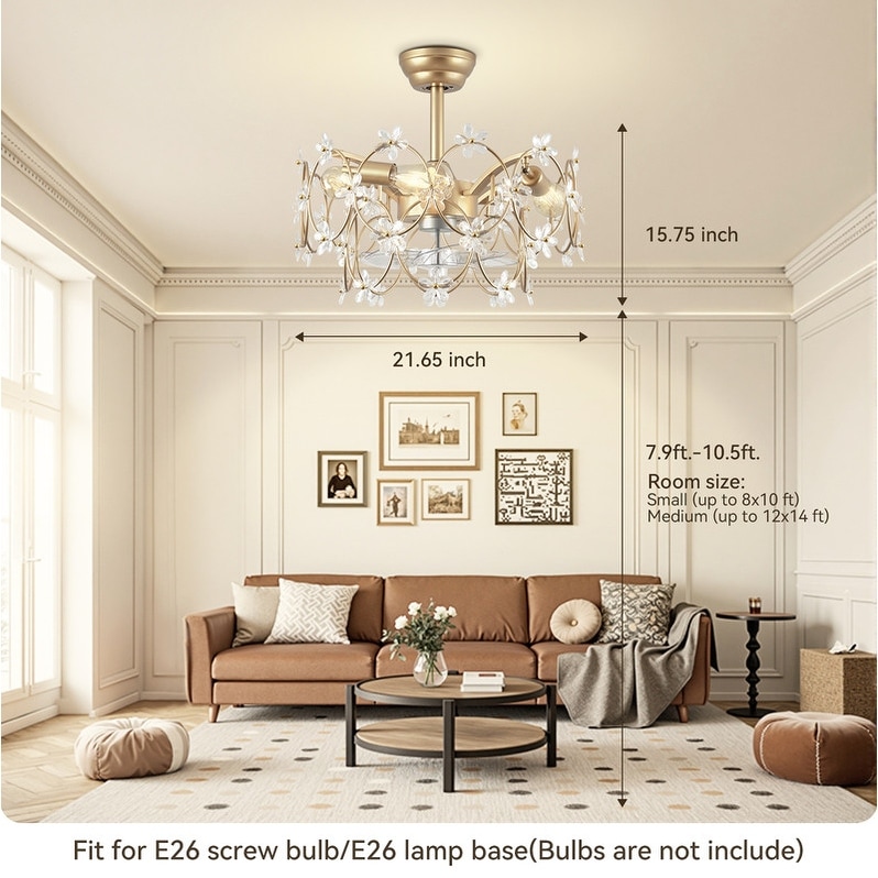 21 in. Indoor Golden Acrylic Flower Ceiling Fan with Light