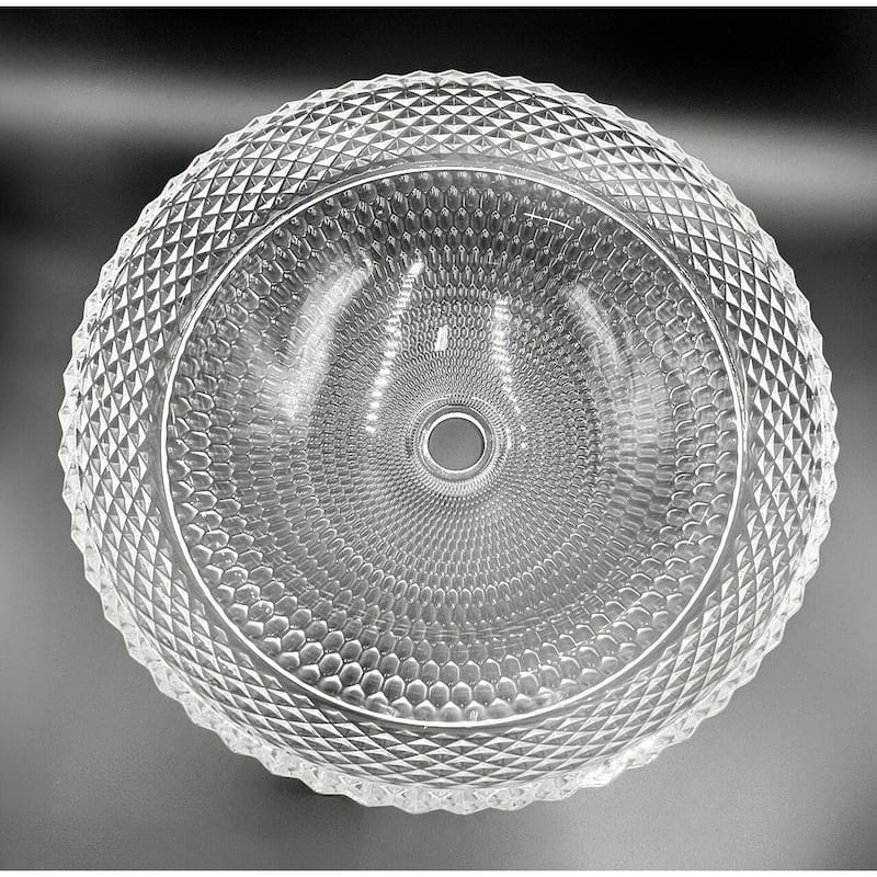Jewel 16" Round Decorative Crystal Vessel Sinks With White Base