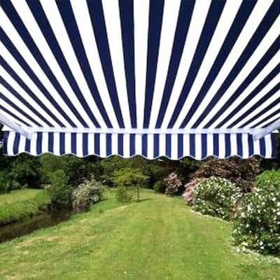 ALEKO Retractable 6.5 x 5 ft Deck Sunshade Patio Awning Blue/White