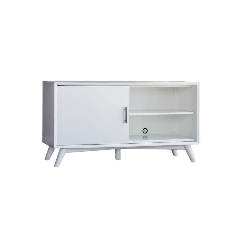 HomeRoots 50" White Solid Wood Cabinet Enclosed Storage TV Stand - 27" x 50" x 20"