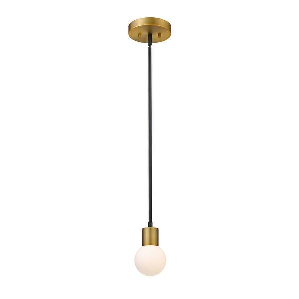 slide 2 of 5, Neutra 1 Light 6 inch Matte Black + Foundry Brass Mini Pendant Light