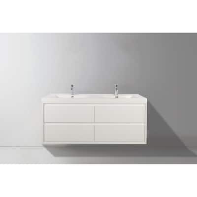 Sage 48" wall mounted bathroom vanity with double basin acrylic top