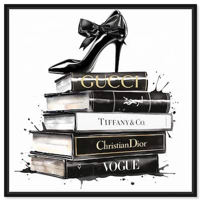 Inky Book Stack Canvas by Art Remedy