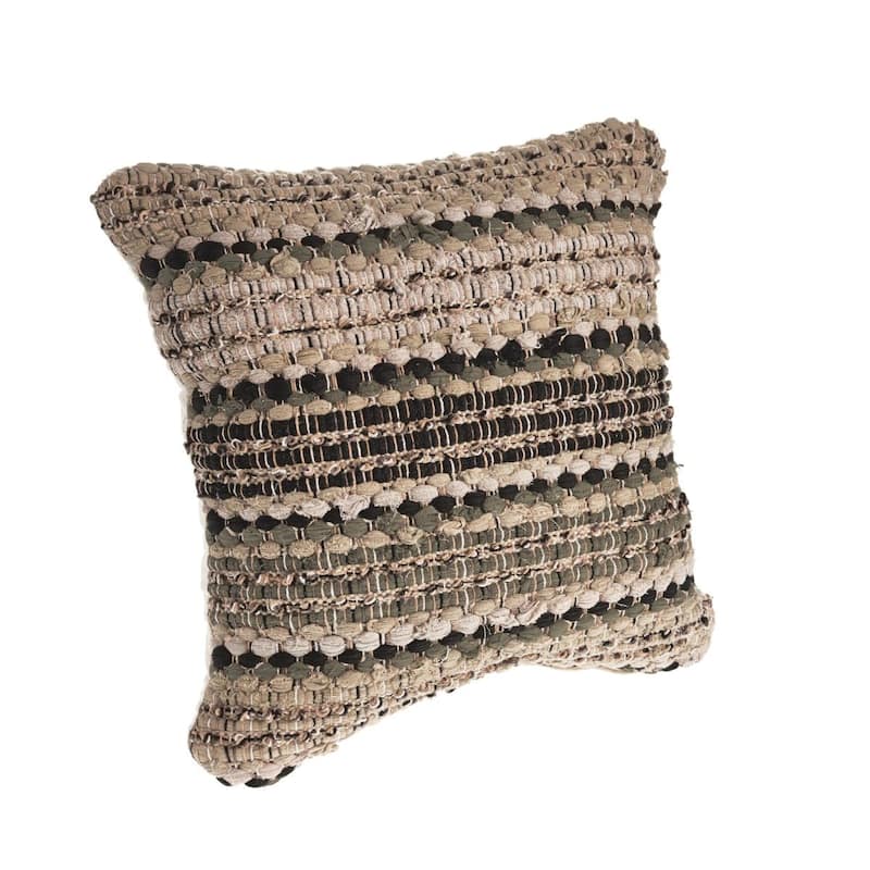 18" Brown and Beige Intertwined Square Throw Pillow