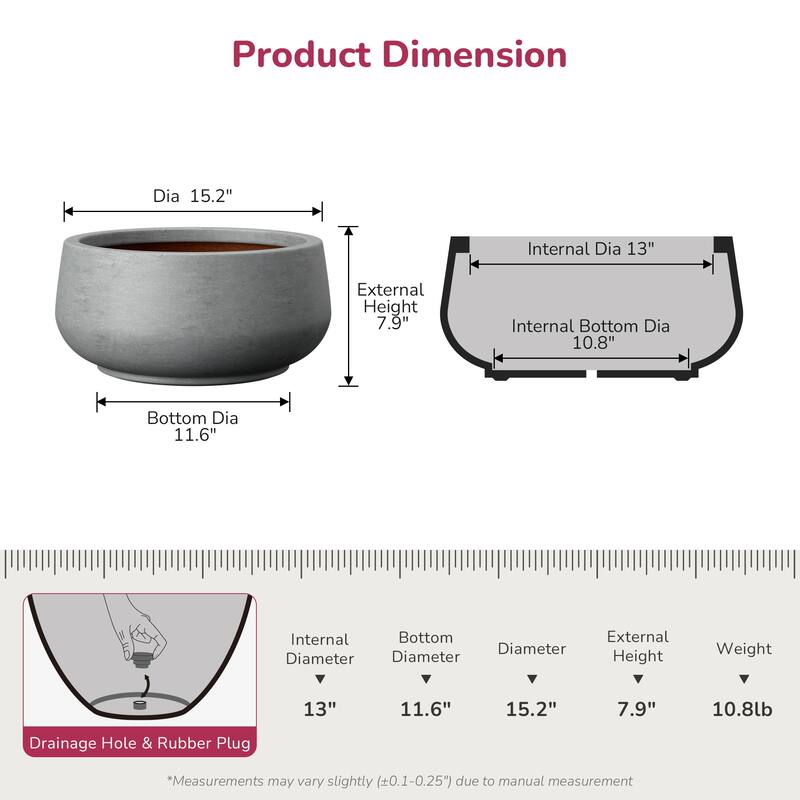Round Curvy Concrete Planter Bowl Plant Pots