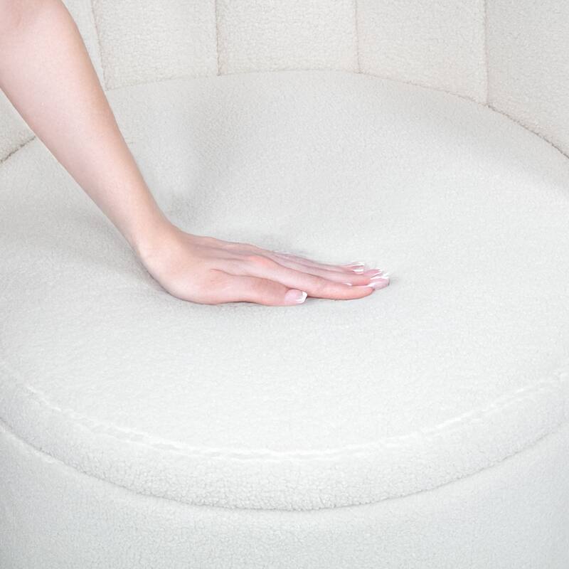 Boucle Swivel Chair with Storage Base