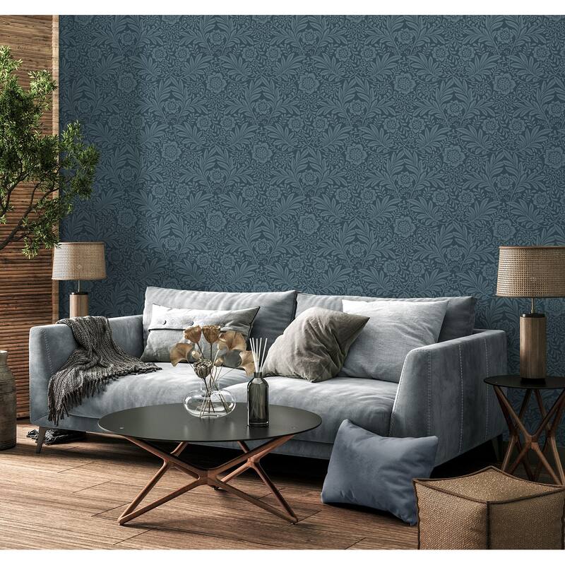Fine Decor Camille Navy Damask Wallpaper