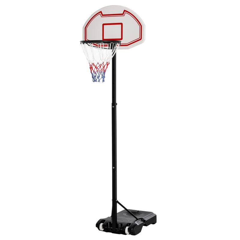 Portable Basketball Hoop Stand 5.1-6.9ft Height-Adjustable with 29'' Backboard Wheels for Indoor Outdoor White