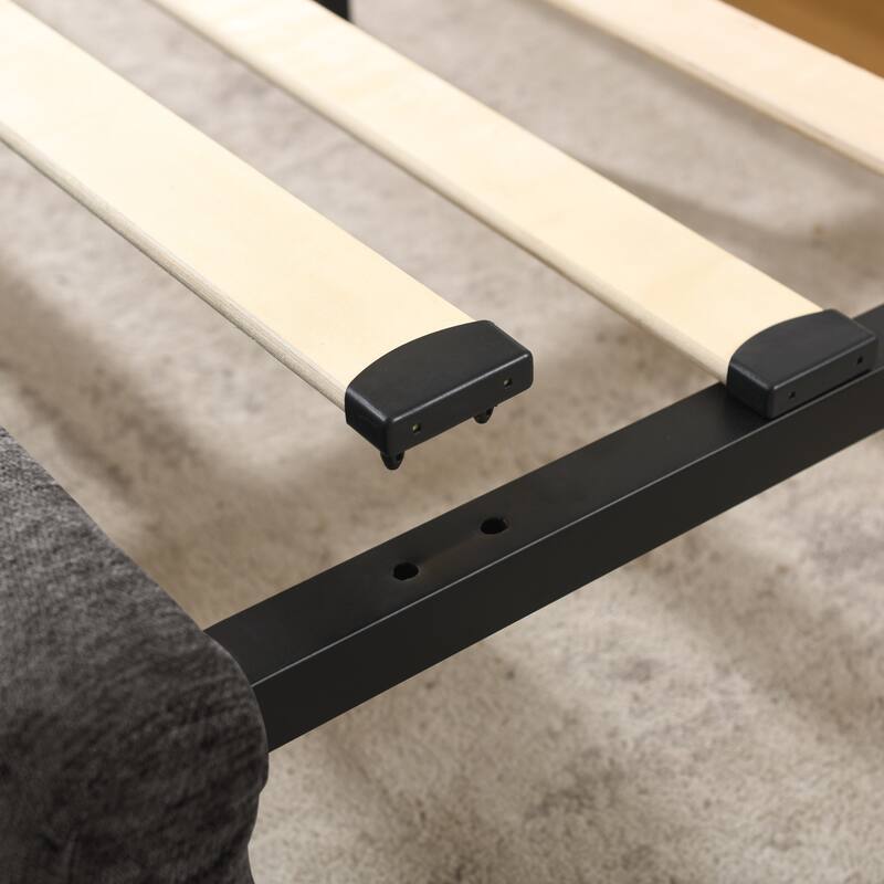 King Size Upholstered Bed Frame with Thick Fabric, comfortable upholstered bed frame, Chenille fabric