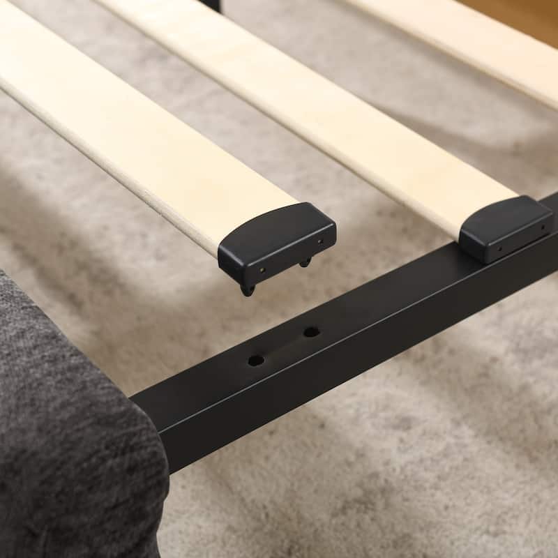 King Upholstered Bed Frame with Headboard and Storage Drawers