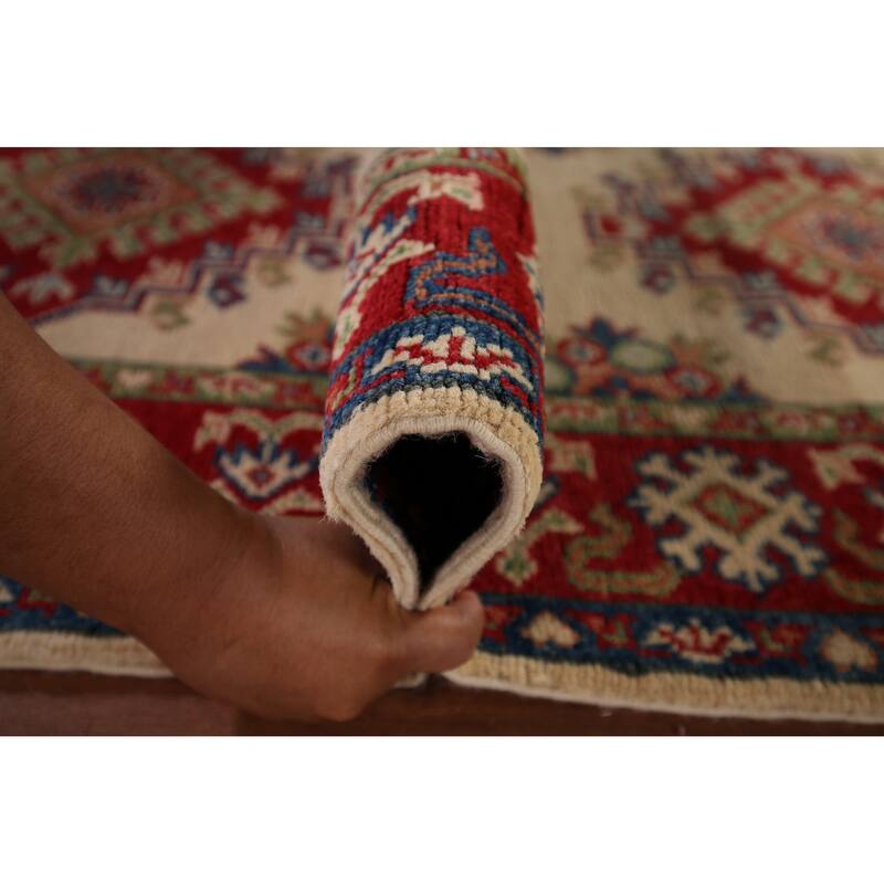 Kazak Oriental Runner Rug Hand-Knotted Traditional Beige Wool Carpet - 2'8" x 25'4"