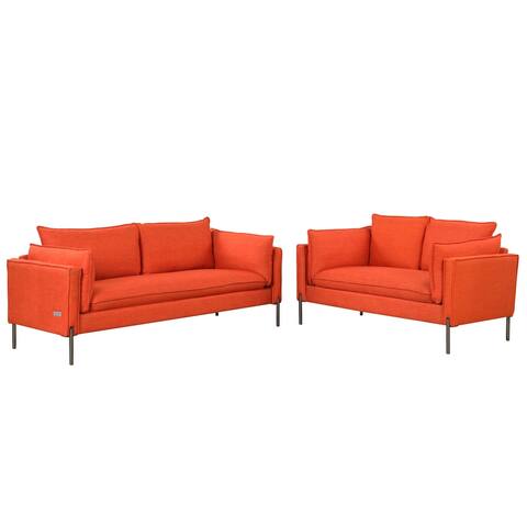 2 Piece Sofa Sets Modern Linen Fabric Upholstered Loveseat and 3 Seat Couch Set Furniture for Different Spaces, Living Room