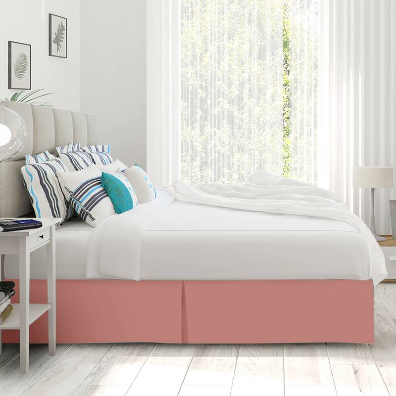 Clara Clark Pleated Bed Skirt-14 inch Tailored Drop - Soft Double Brushed Premium Microfiber Ruffle Bed Skirt - Includes 8 Pins