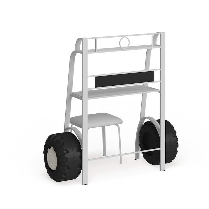 Furniture of America Siln White 2-piece Racing Writing Desk Set