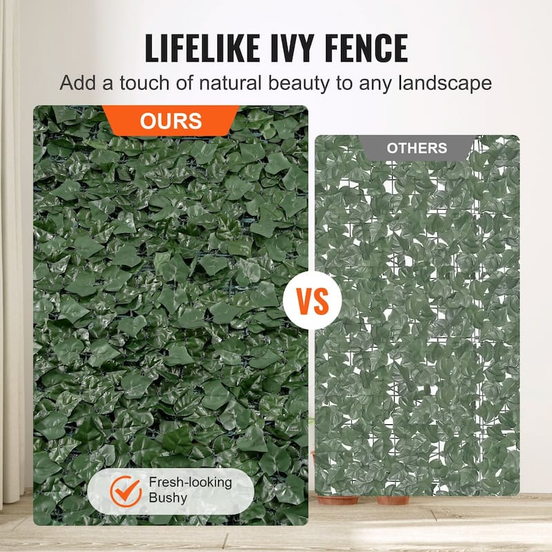 Green Silk Ivy Privacy Fence, PE Backed and UV-Resistant Decor