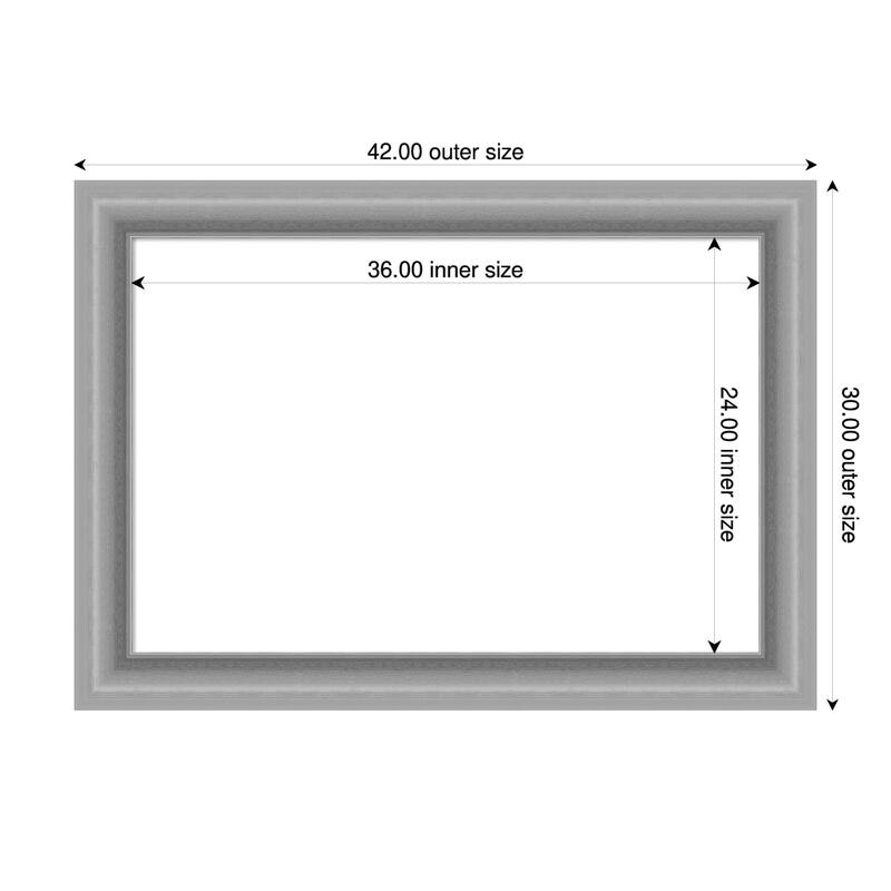 Amanti Art Peak Polished Nickel Framed Dry Erase Magnetic Board - 42 x 30 in