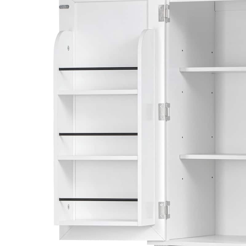 71" Tall Kitchen Pantry Cabinet with 3 Pull Out Cabinet Organizers, Farmhouse Embossed Texture Storage Cabinet