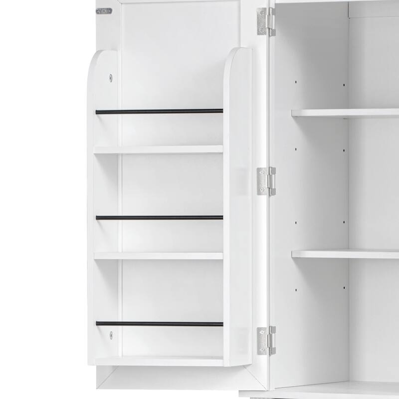 71"Tall Kitchen Pantry Cabinet with 3 Pull Out Cabinet Organizers,Embossed Texture Storage Cabinet with 6 Door Shelves,2 Drawers