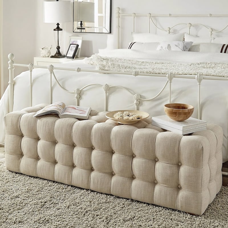 Knightsbridge Linen Fabric Tufted Bench by iNSPIRE Q Artisan - Beige