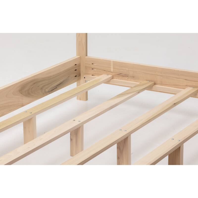 King Size Bed Platform Bed - Solid Wood Bed Frame - Modern Minimalist Design