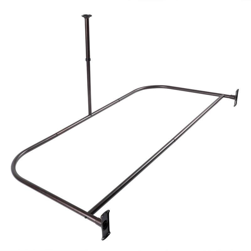 Utopia Alley Rustproof Wall Mounted Aluminum D-shape Shower Rod With Ceiling Support for Freestanding Tubs, 60 * 25 in - Bronze